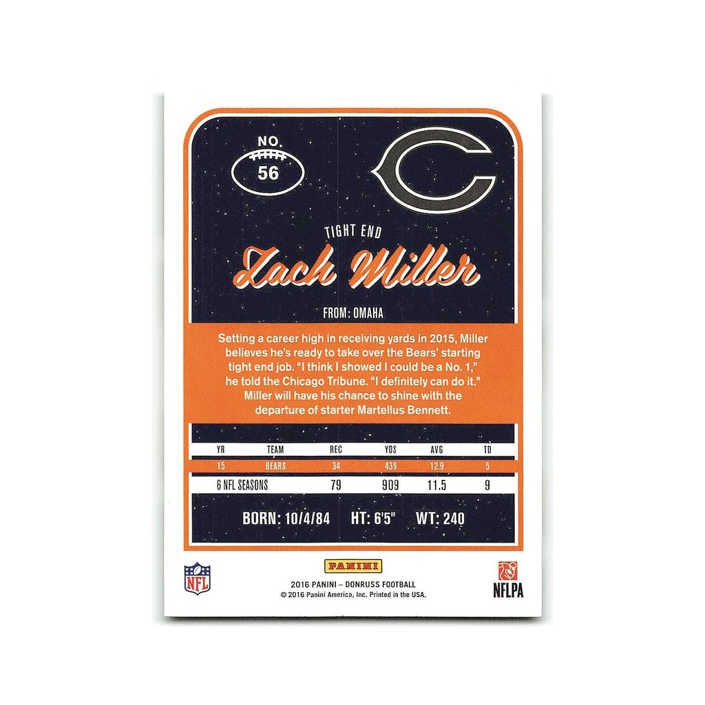 Zach Miller 2016 Donruss #56 Chicago Bears Football Card NM
