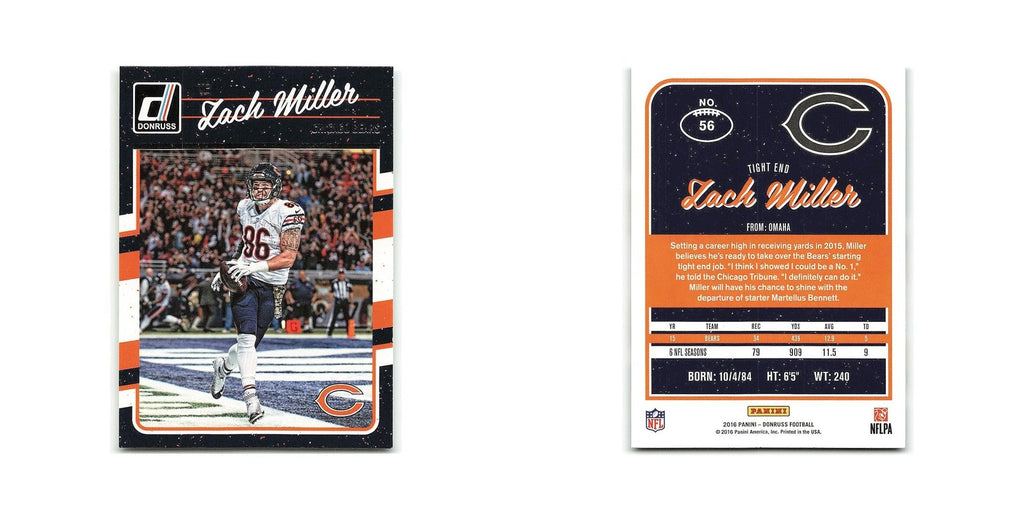 Zach Miller 2016 Donruss #56 Chicago Bears Football Card NM