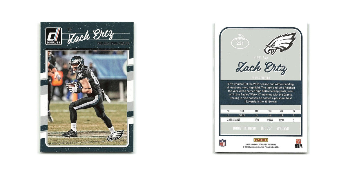 Zach Ertz 2016 Donruss #231 Philadelphia Eagles Football Card NM