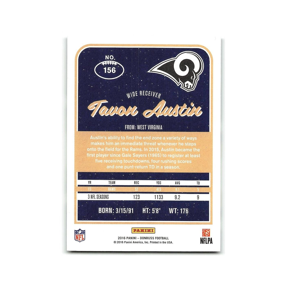 Tavon Austin 2016 Donruss #156 Los Angeles Rams Football Card NM