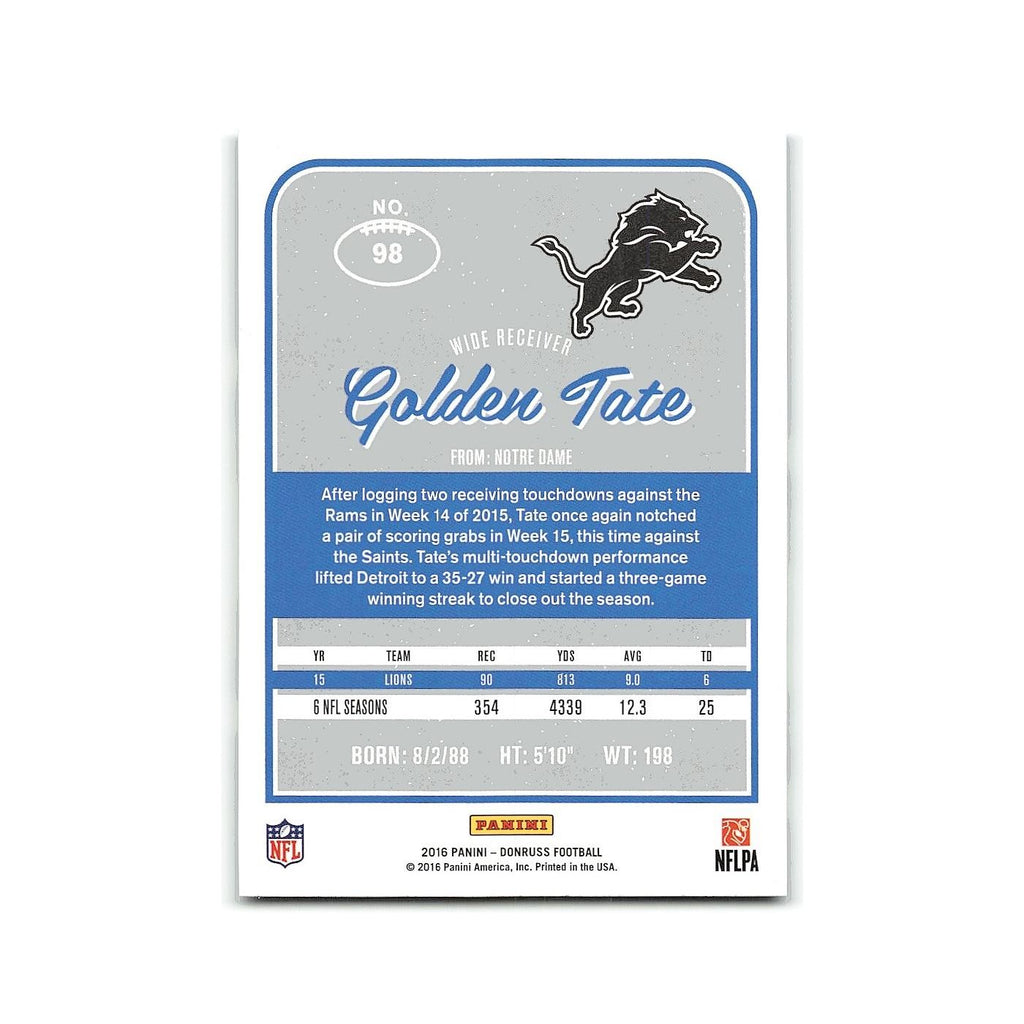 Golden Tate 2016 Donruss #98 Detroit Lions Football Card NM