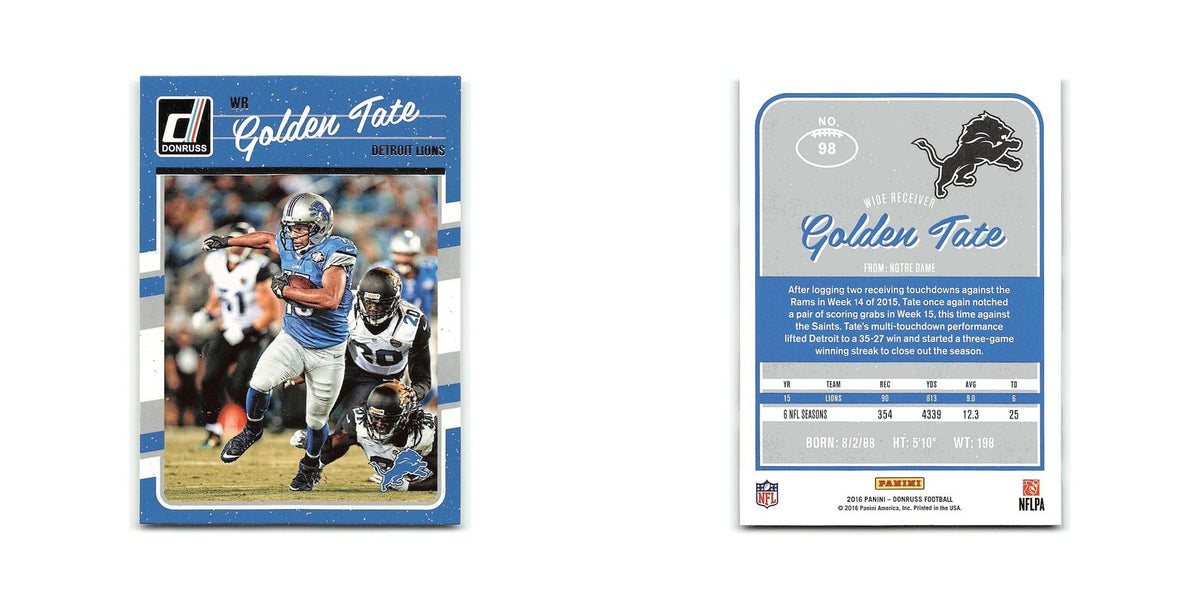 Golden Tate 2016 Donruss #98 Detroit Lions Football Card NM