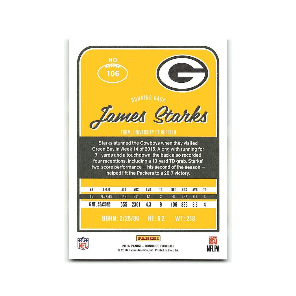 James Starks 2016 Donruss #106 Green Bay Packers Football Card NM