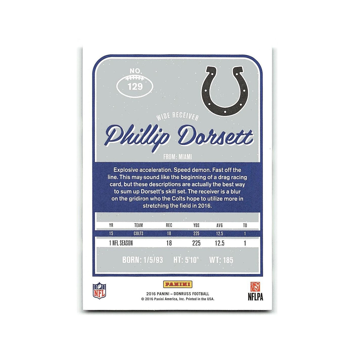 Phillip Dorsett 2016 Donruss #129 Indianapolis Colts Football Card NM