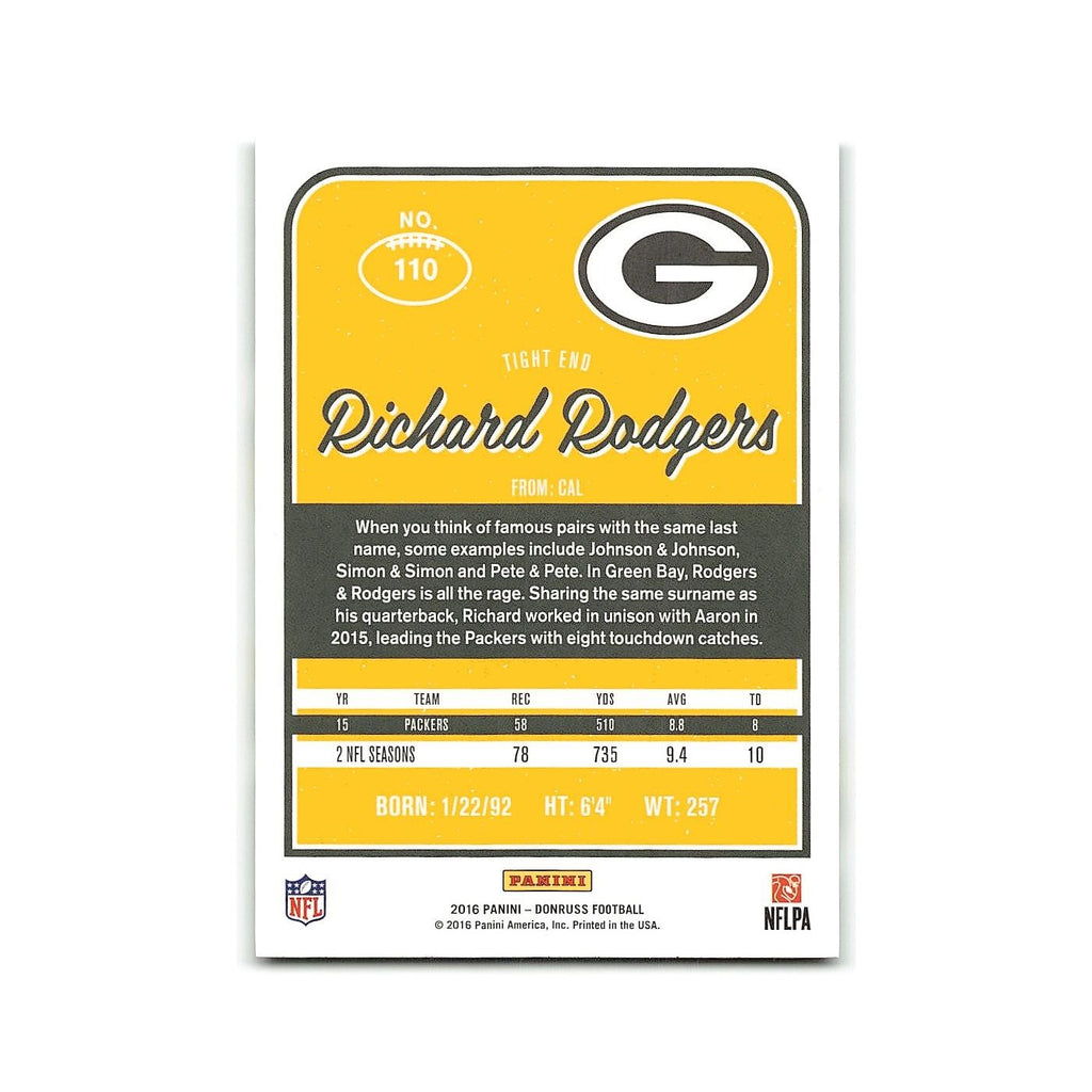 Richard Rodgers 2016 Donruss #110 Green Bay Packers Football Card NM