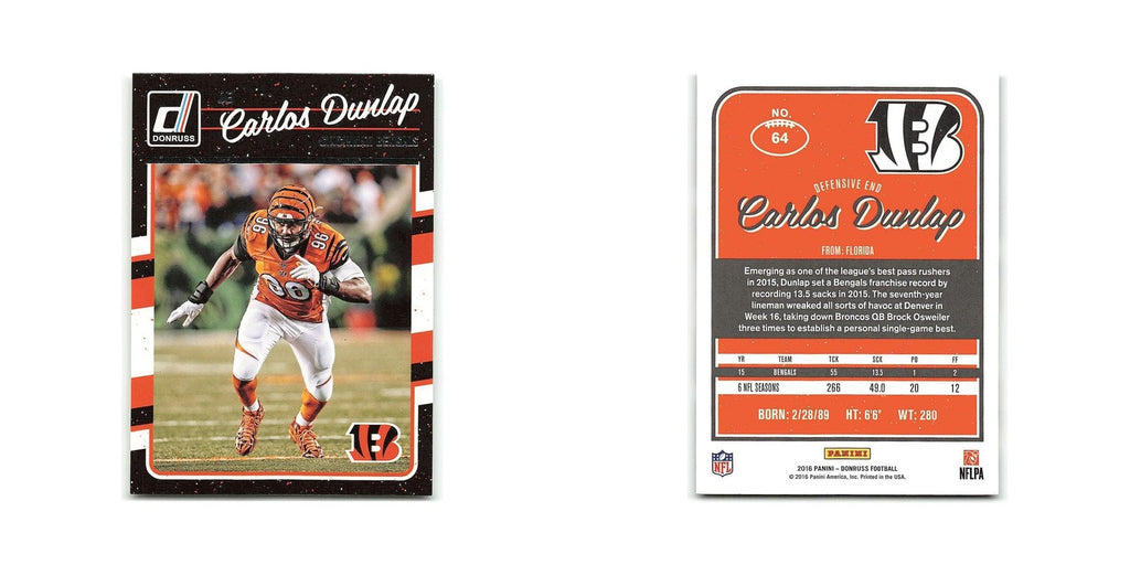 Carlos Dunlap 2016 Donruss #64 Cincinnati Bengals Football Card NM