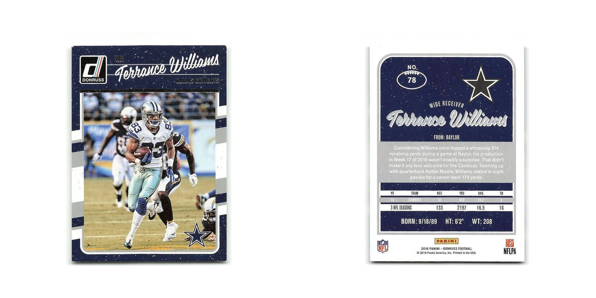 Terrance Williams 2016 Donruss #78 Dallas Cowboys Football Card NM