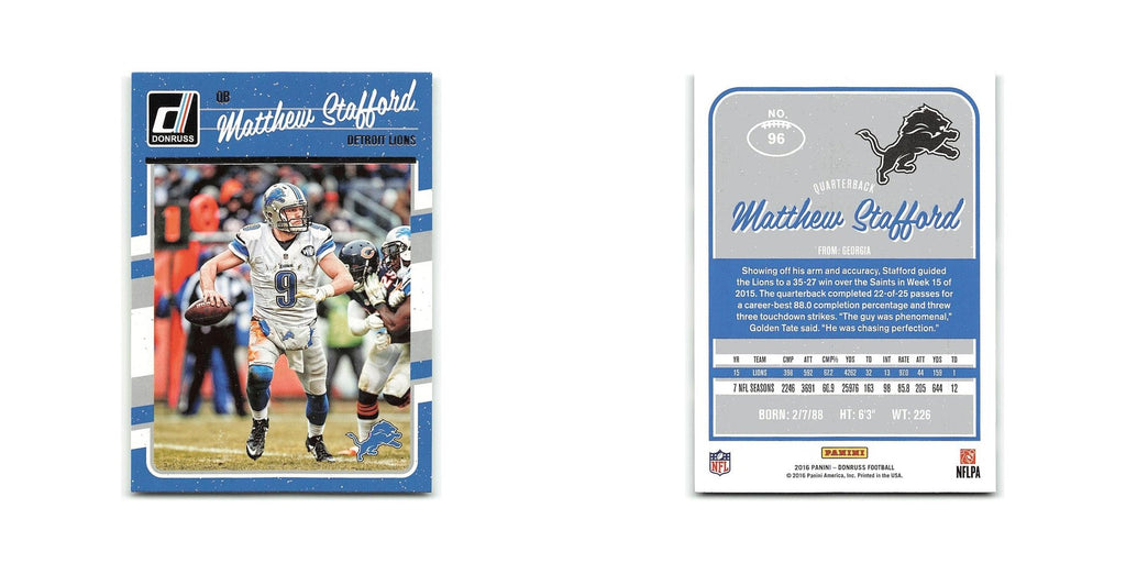 Matthew Stafford 2016 Donruss #96 Detroit Lions Football Card NM