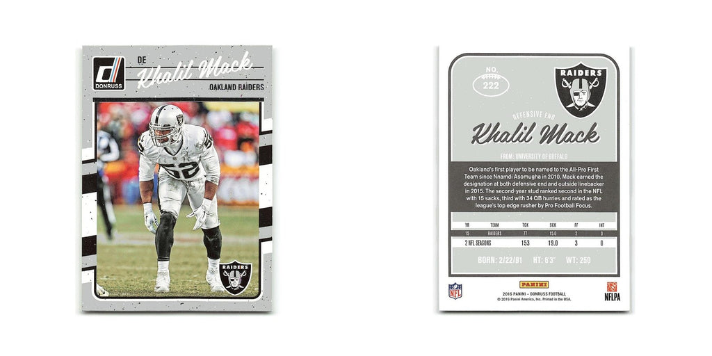 Khalil Mack 2016 Donruss #222 Oakland Raiders Football Card NM