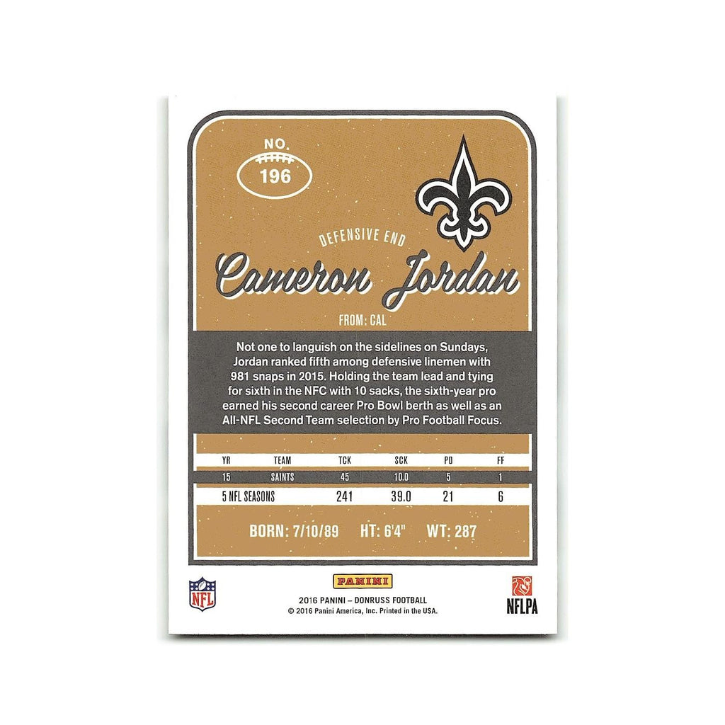 Cameron Jordan 2016 Donruss #196 New Orleans Saints Football Card NM