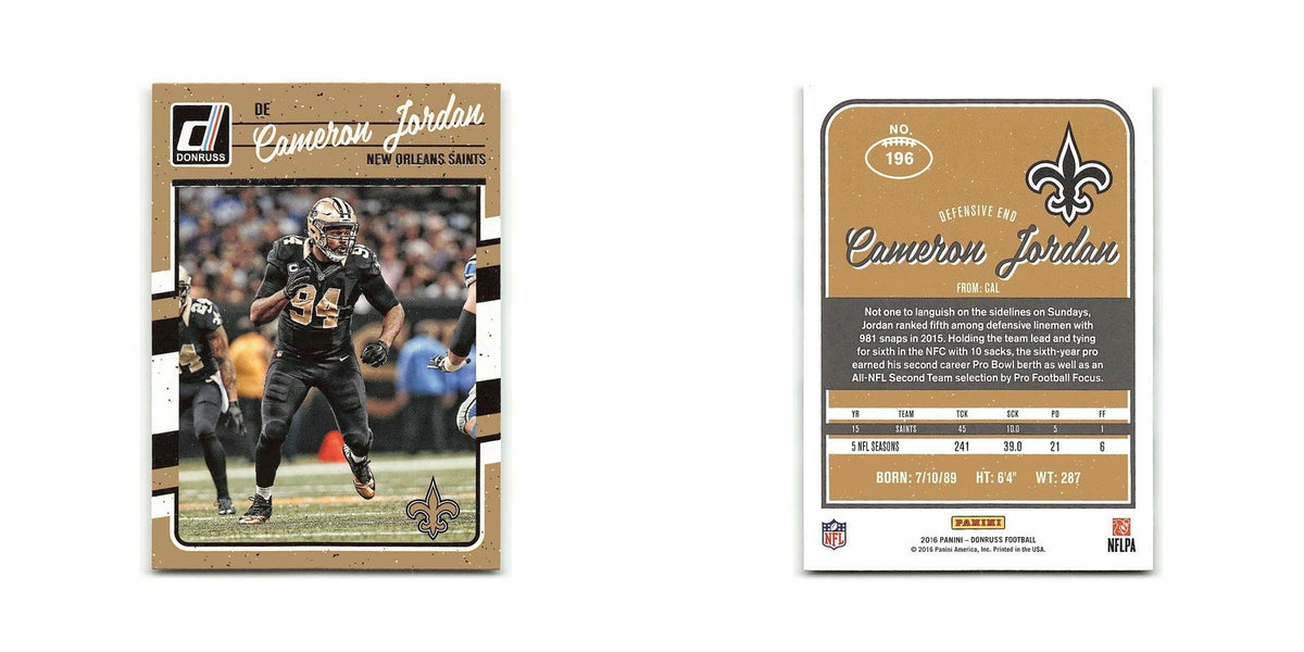 Cameron Jordan 2016 Donruss #196 New Orleans Saints Football Card NM