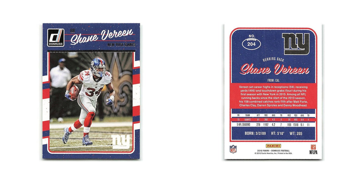 Shane Vereen 2016 Donruss #204 New York Giants Football Card NM