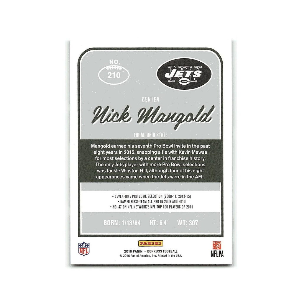 Nick Mangold 2016 Donruss #210 New York Jets Football Card NM