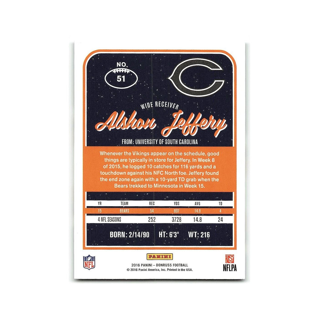 Alshon Jeffery 2016 Donruss #51 Chicago Bears Football Card NM