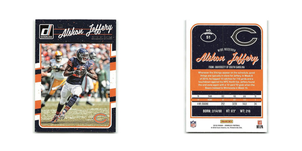 Alshon Jeffery 2016 Donruss #51 Chicago Bears Football Card NM