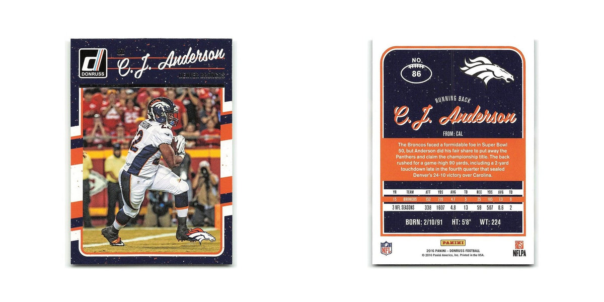 C.J. Anderson 2016 Donruss #86 Denver Broncos Football Card NM
