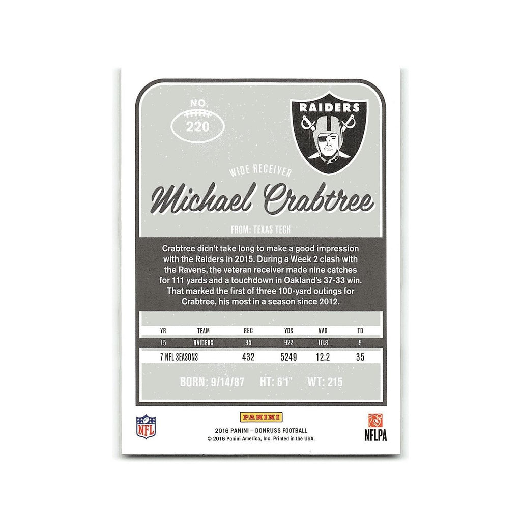 Michael Crabtree 2016 Donruss #220 Oakland Raiders Football Card NM
