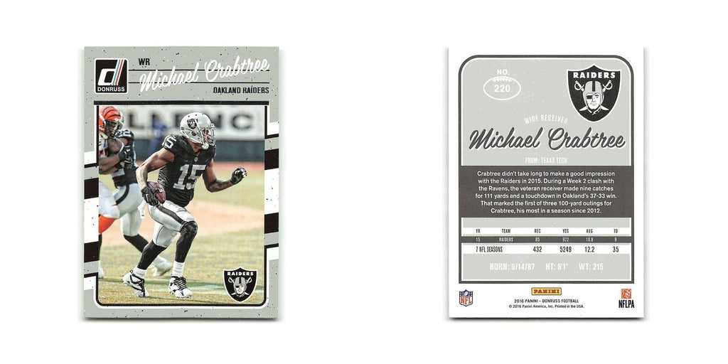 Michael Crabtree 2016 Donruss #220 Oakland Raiders Football Card NM