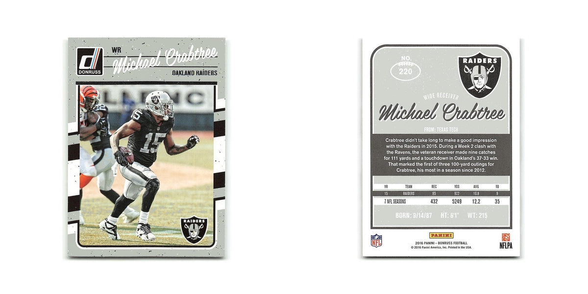 Michael Crabtree 2016 Donruss #220 Oakland Raiders Football Card NM