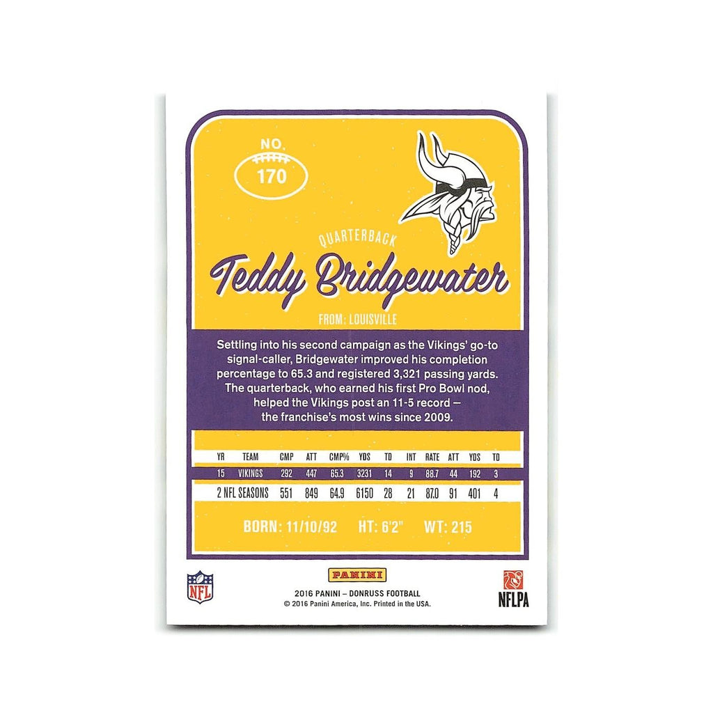 Teddy Bridgewater 2016 Donruss #170 Minnesota Vikings Football Card NM