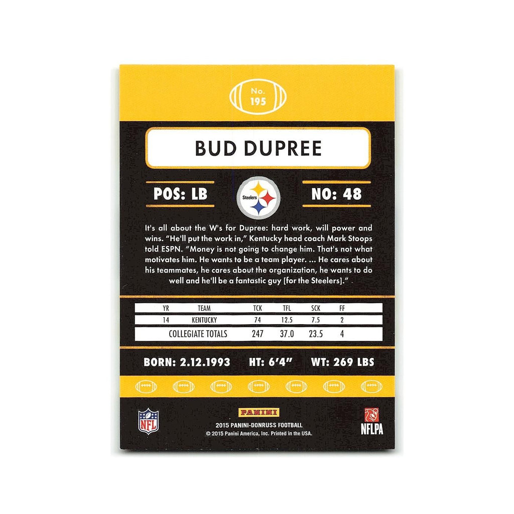 Bud Dupree Rookie 2015 Donruss #195 Pittsburgh Steelers Football Card NM