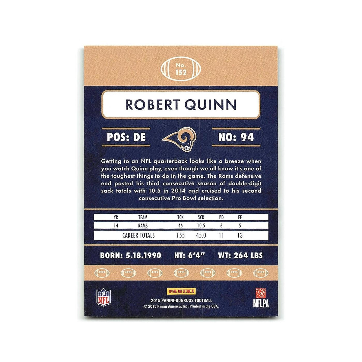 Robert Quinn 2015 Donruss #152 St. Louis Rams Football Card NM