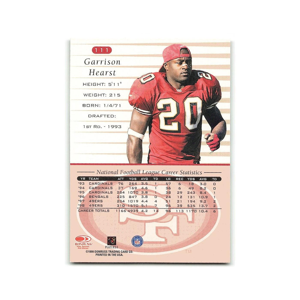Garrison Hearst 1999 Donruss #111 San Francisco 49ers Football Card NM