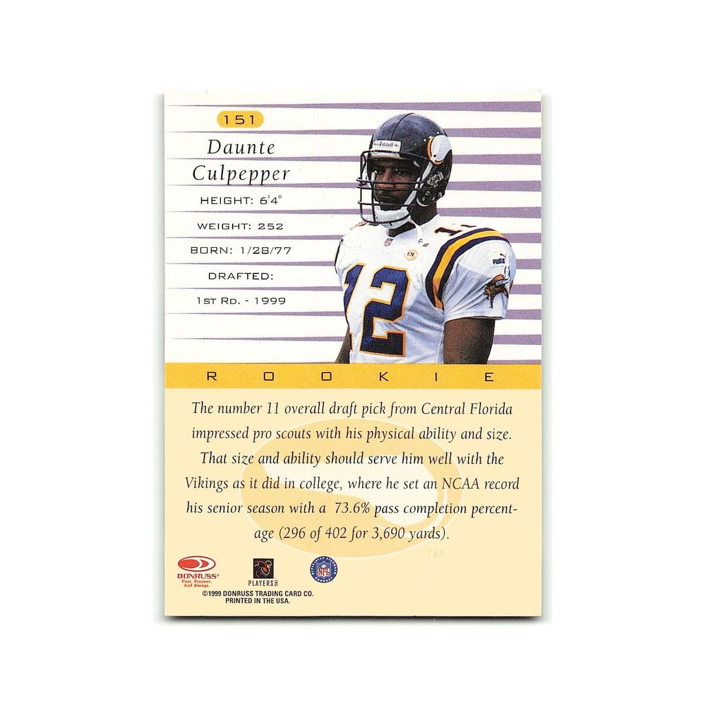 Daunte Culpepper Rookie 1999 Donruss #151 Minnesota Vikings Football Card NM