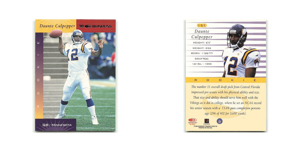 Daunte Culpepper Rookie 1999 Donruss #151 Minnesota Vikings Football Card NM