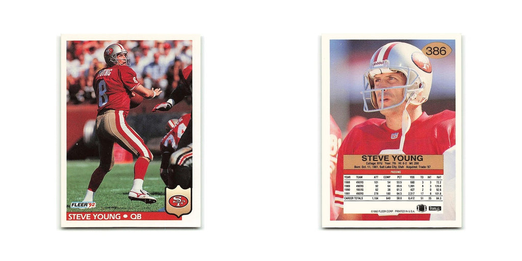 Steve Young 1992 Fleer #386 San Francisco 49ers Football Card NM