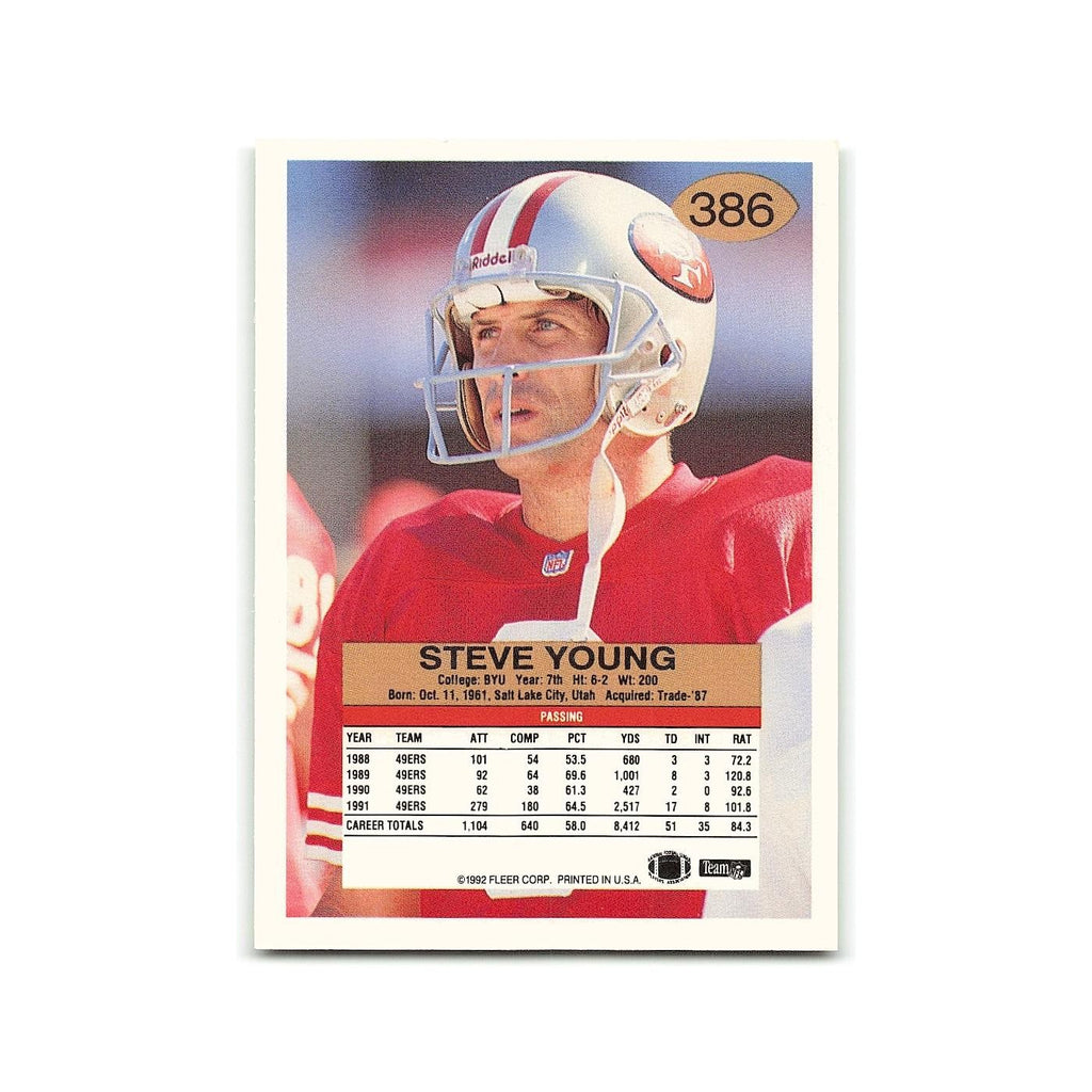 Steve Young 1992 Fleer #386 San Francisco 49ers Football Card NM
