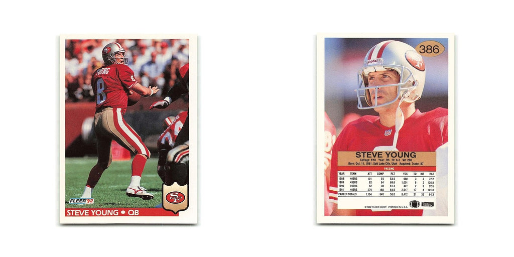 Steve Young 1992 Fleer #386 San Francisco 49ers Football Card NM