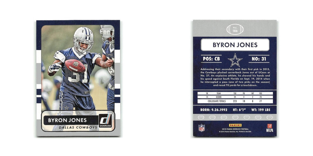 Byron Jones Rookie 2015 Donruss #186 Dallas Cowboys Football Card NM