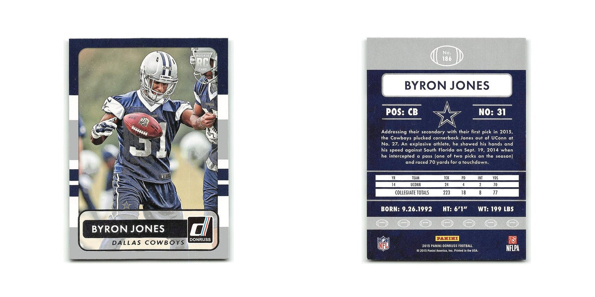 Byron Jones Rookie 2015 Donruss #186 Dallas Cowboys Football Card NM