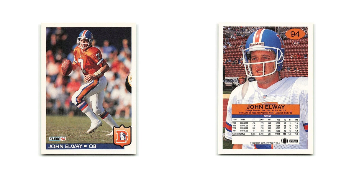 John Elway 1992 Fleer #94 Denver Broncos Football Card NM