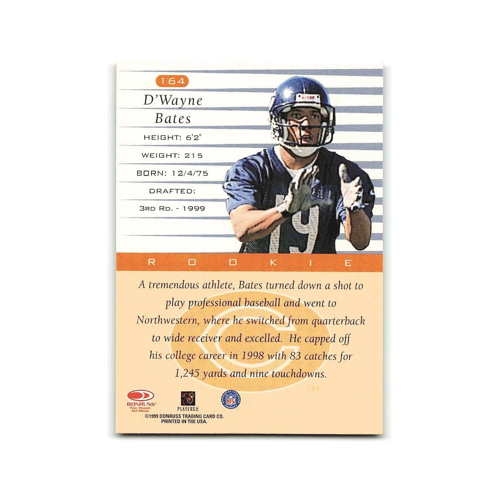 D'Wayne Bates Rookie 1999 Donruss #164 Chicago Bears Football Card NM