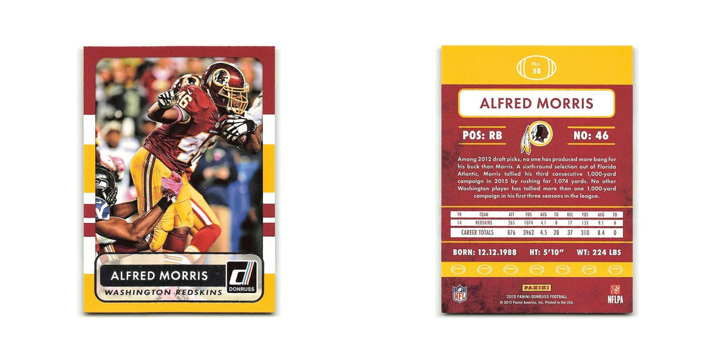 Alfred Morris 2015 Donruss #58 Washington Redskins Football Card NM