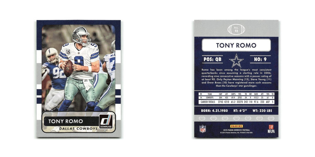Tony Romo 2015 Donruss #12 Dallas Cowboys Football Card NM