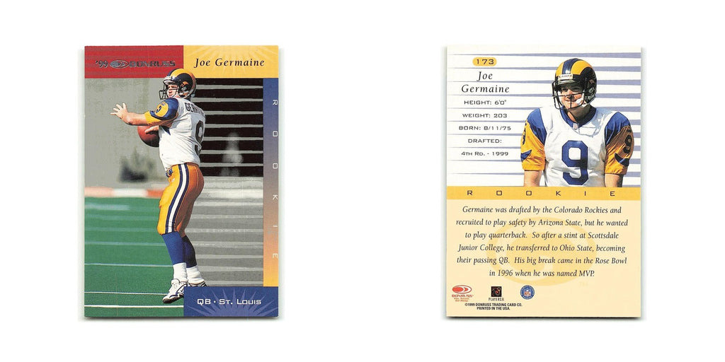 Joe Germaine Rookie 1999 Donruss #173 St. Louis Rams Football Card NM