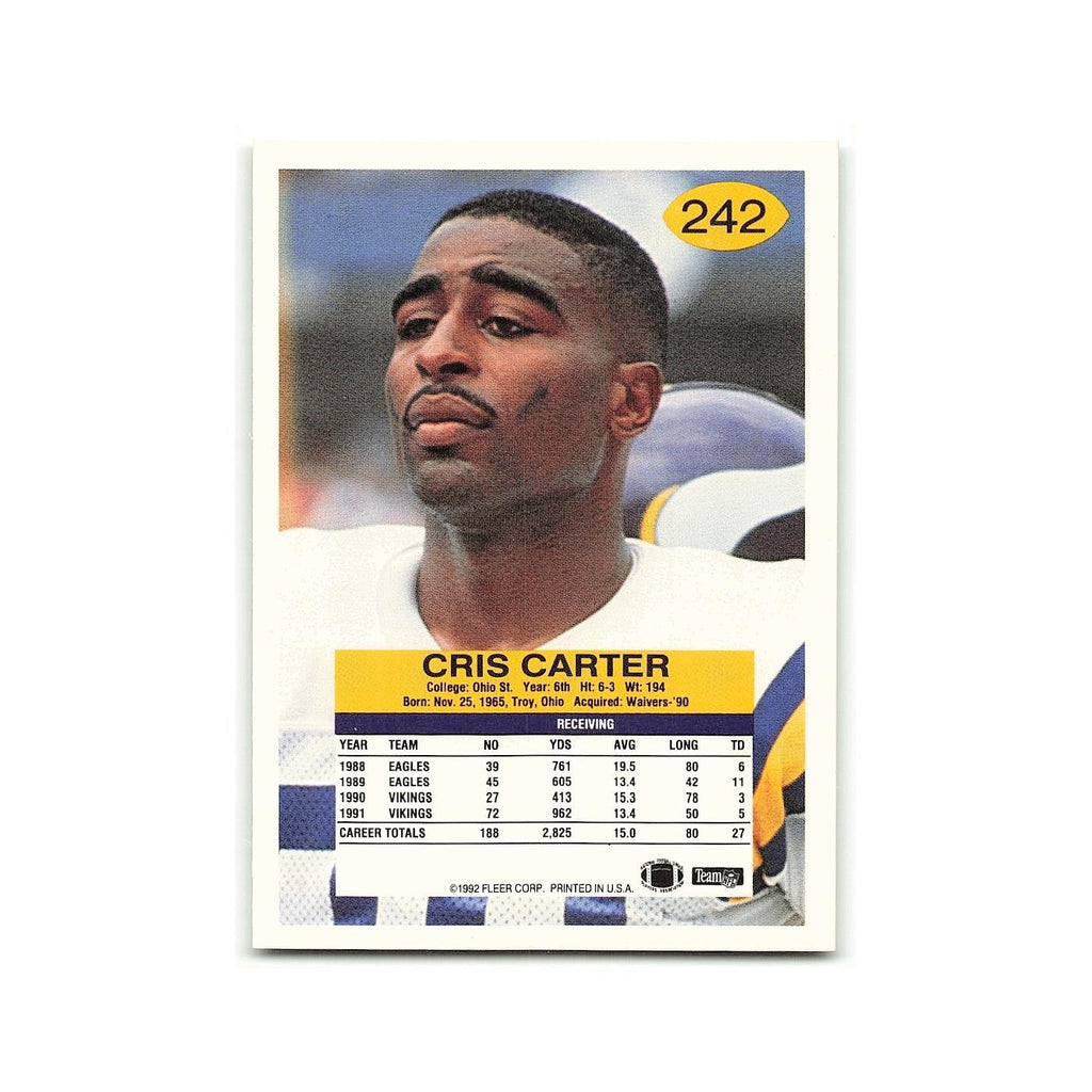 Cris Carter 1992 Fleer #242 Minnesota Vikings Football Card NM
