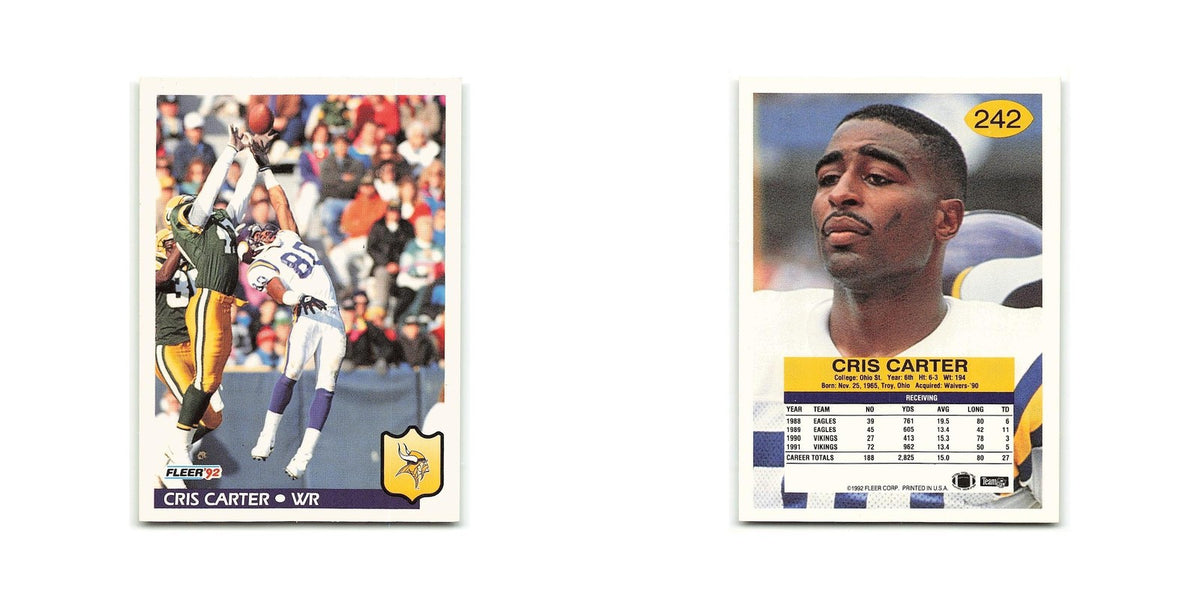 Cris Carter 1992 Fleer #242 Minnesota Vikings Football Card NM