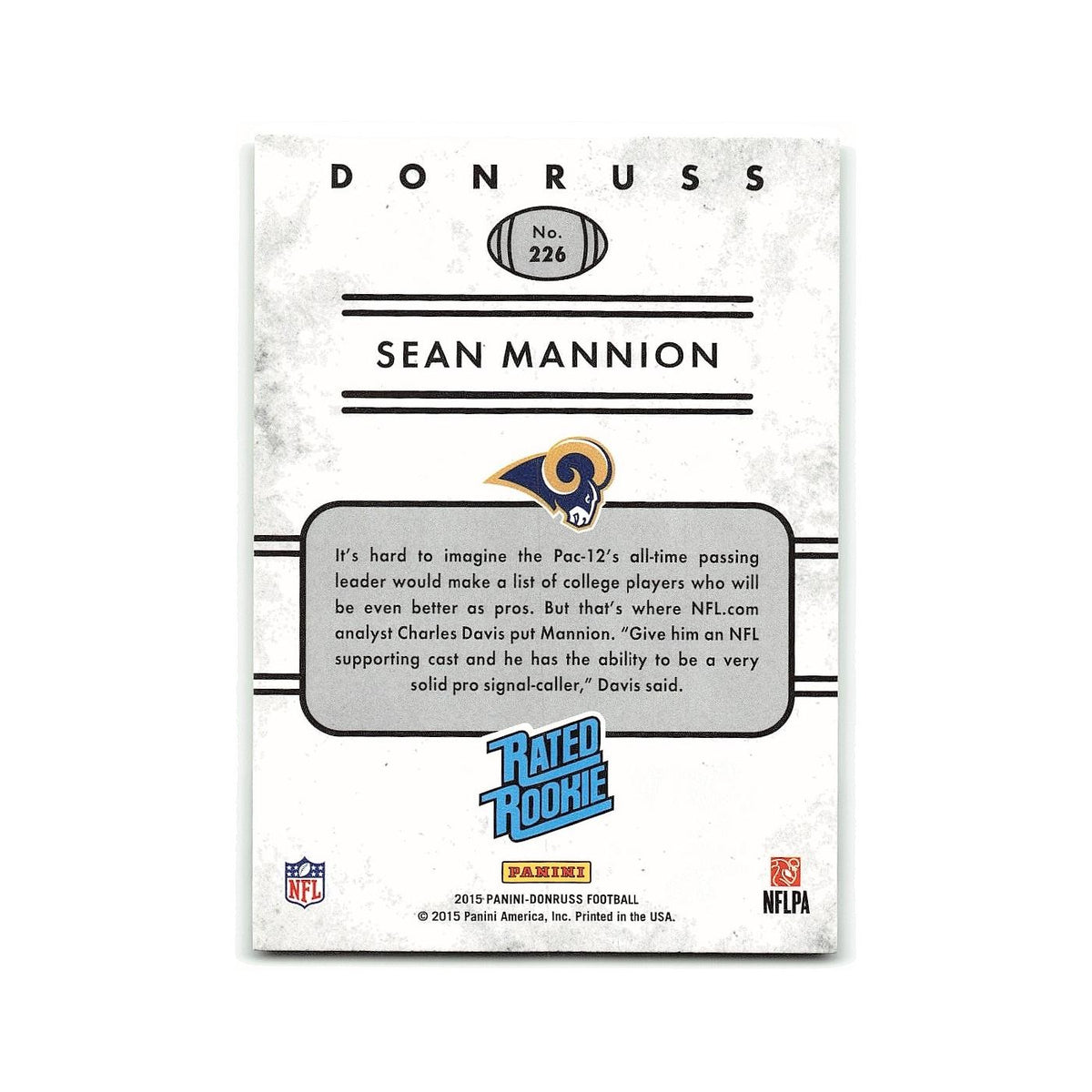 Sean Mannion Rookie 2015 Donruss #226 St. Louis Rams Football Card NM