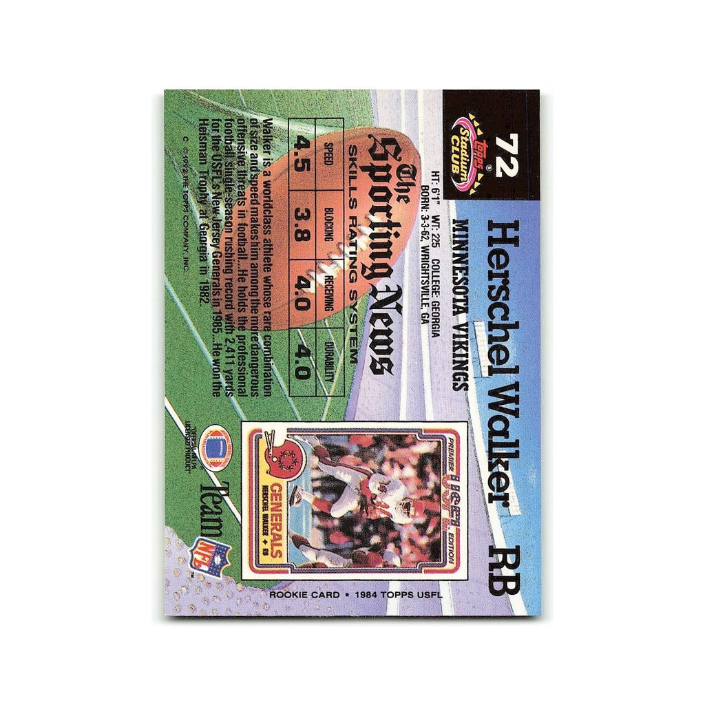 Herschel Walker 1992 Stadium Club #72 Minnesota Vikings Football Card NM