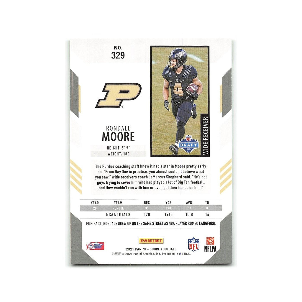 Rondale Moore Rookie 2021 Score #329 Purdue Boilermakers Football Card NM