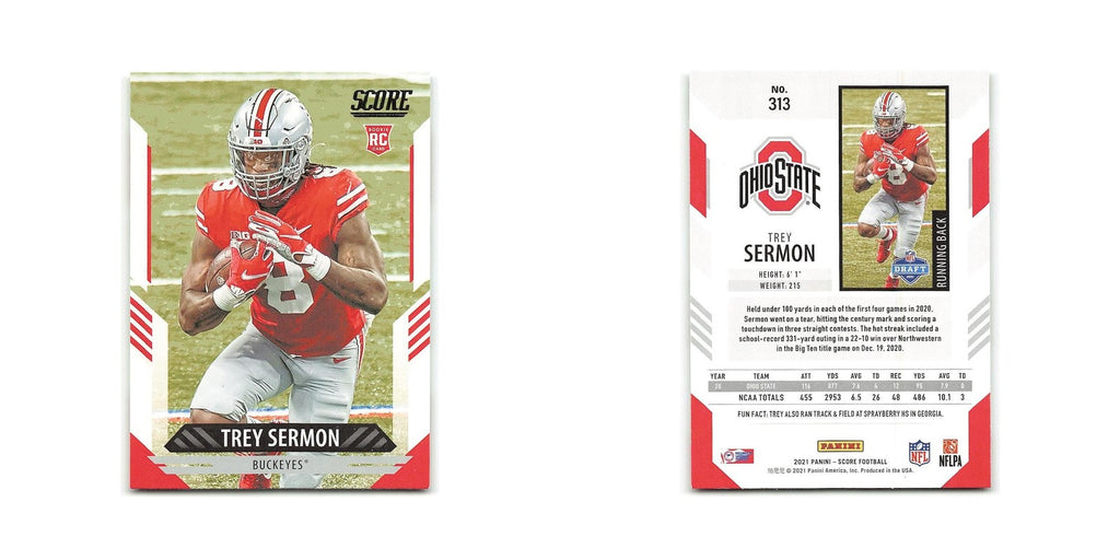 Trey Sermon Rookie 2021 Score #313 Ohio State Buckeyes Football Card NM
