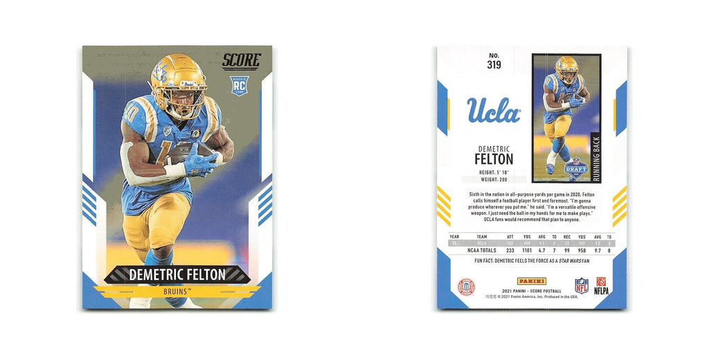 Demetric Felton Rookie 2021 Score #319 UCLA Bruins Football Card NM
