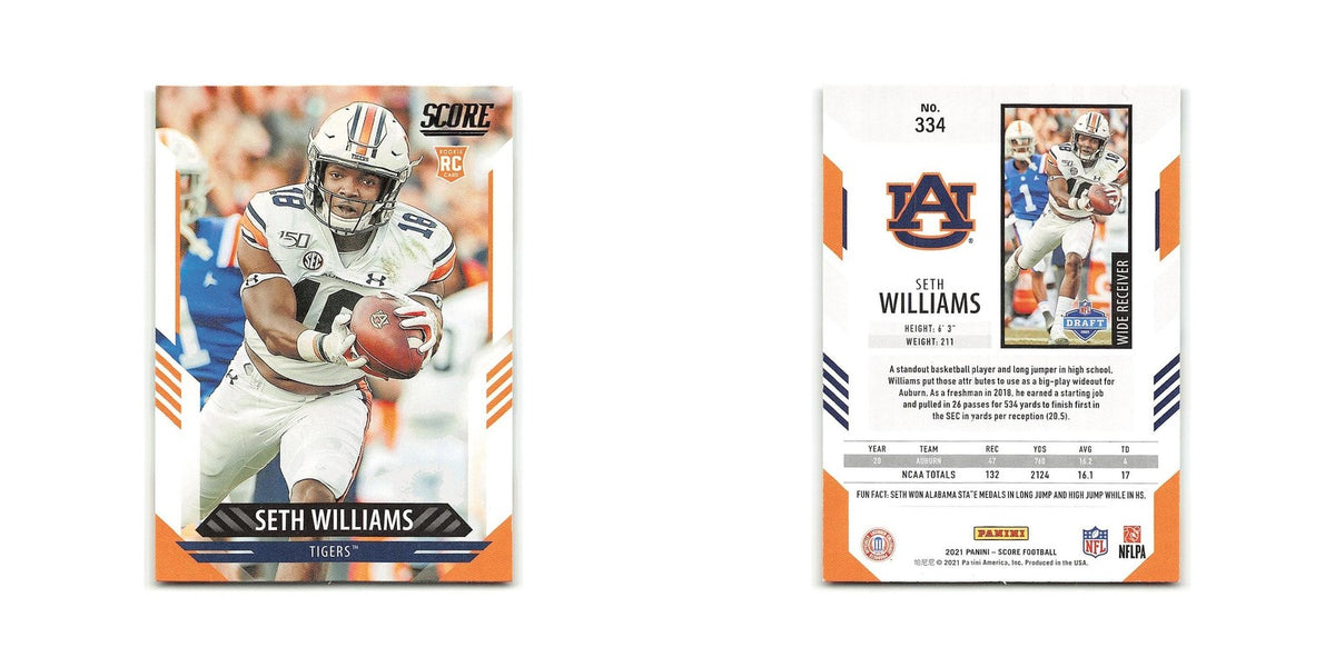 Seth Williams Rookie 2021 Score #334 Auburn Tigers Football Card NM
