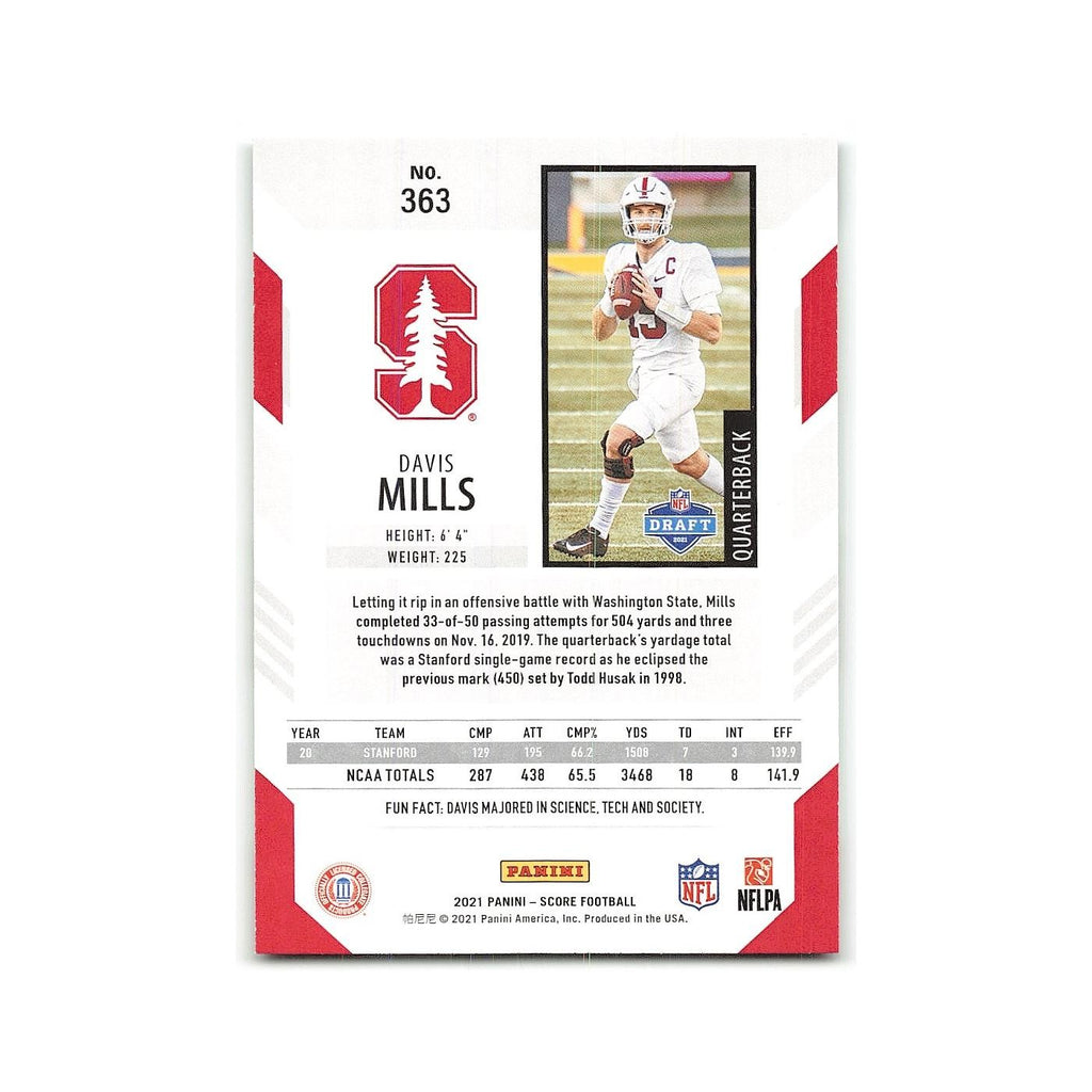 Davis Mills Rookie 2021 Score #363 Stanford Cardinal Football Card NM