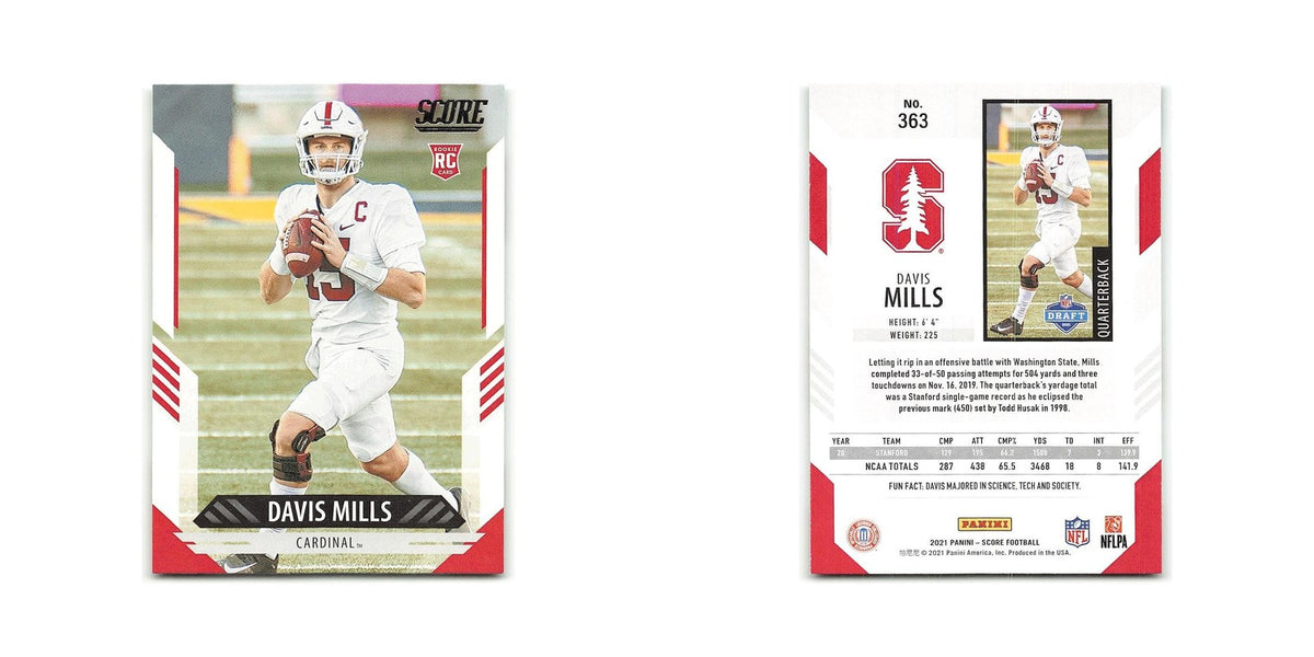 Davis Mills Rookie 2021 Score #363 Stanford Cardinal Football Card NM