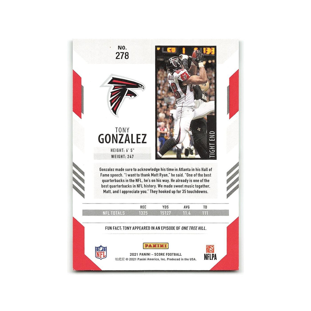 Tony Gonzalez 2021 Score #278 Atlanta Falcons Football Card NM